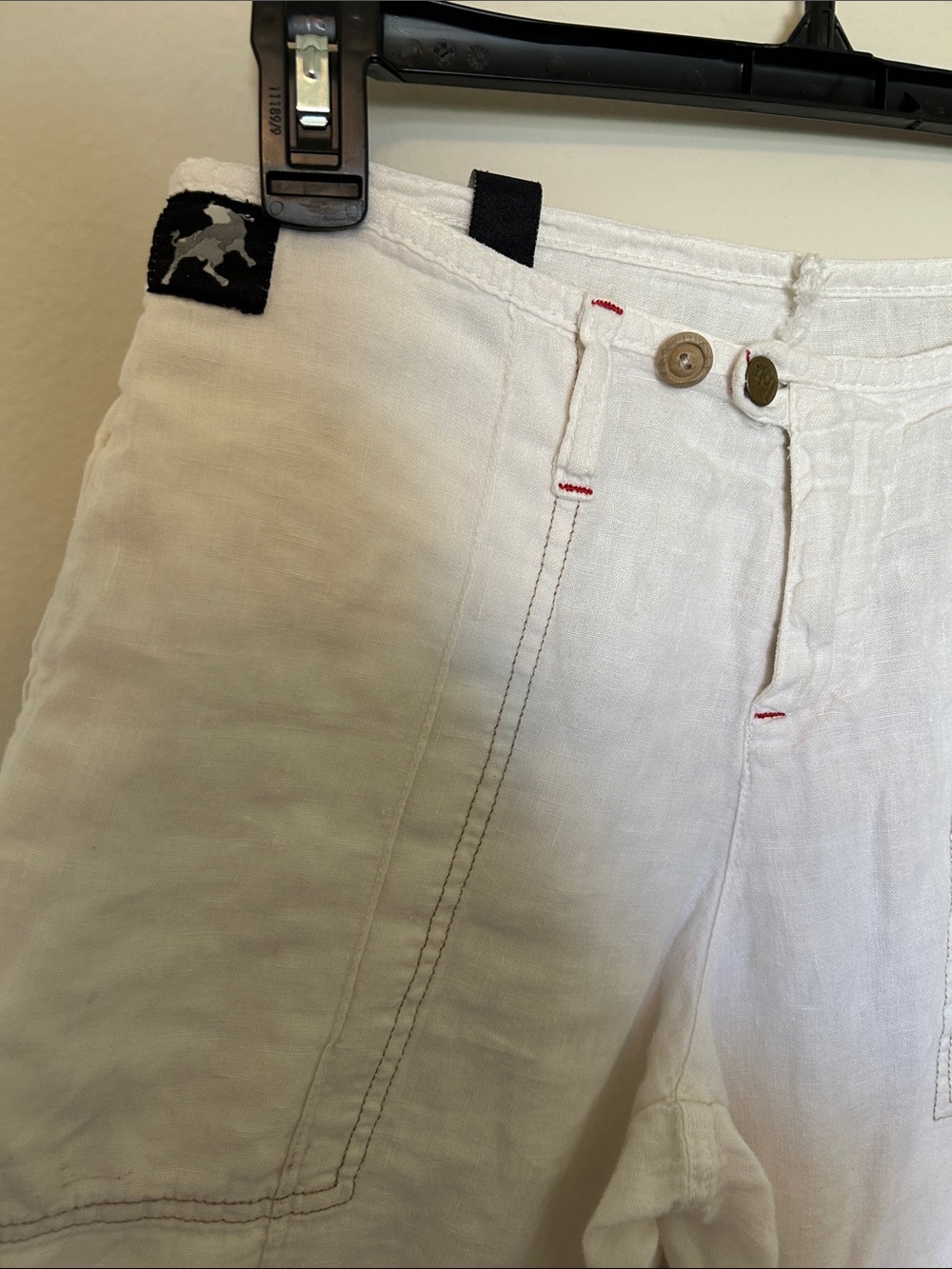 Women's White Linen Wide-Leg Pants - Picture 2 of 13